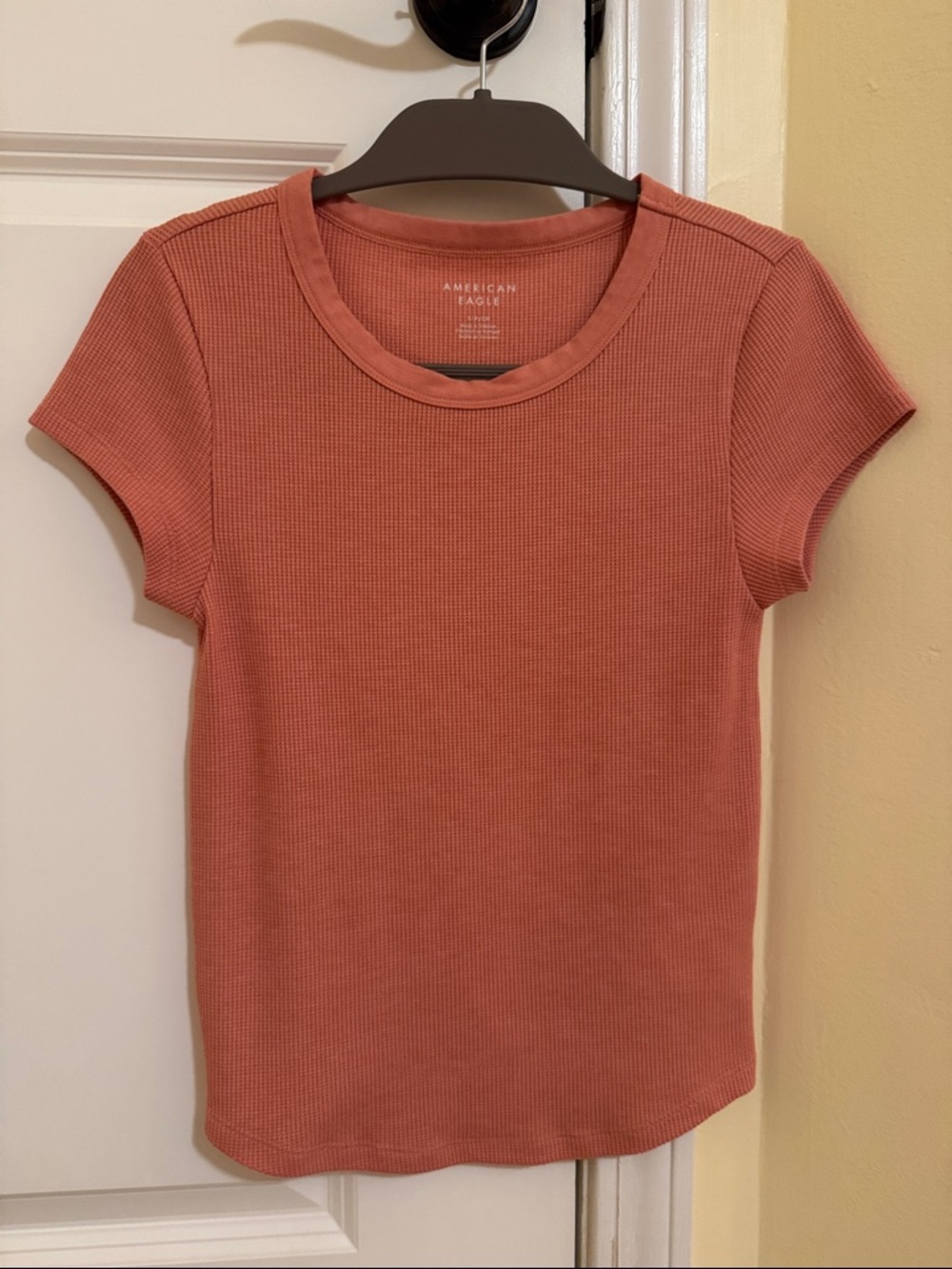 American Eagle Outfitters Short Sleeve Ribbed Tee - Dusty Coral